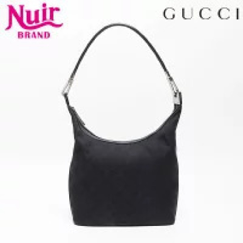 Gucci One Shoulder Hobo Bag GG Canvas Shoulder Black